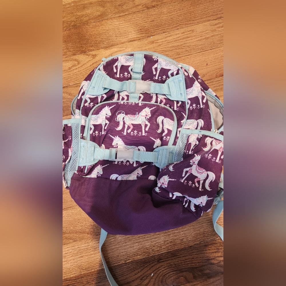 Pottery barn unicorn backpack name Brooklyn embroidery